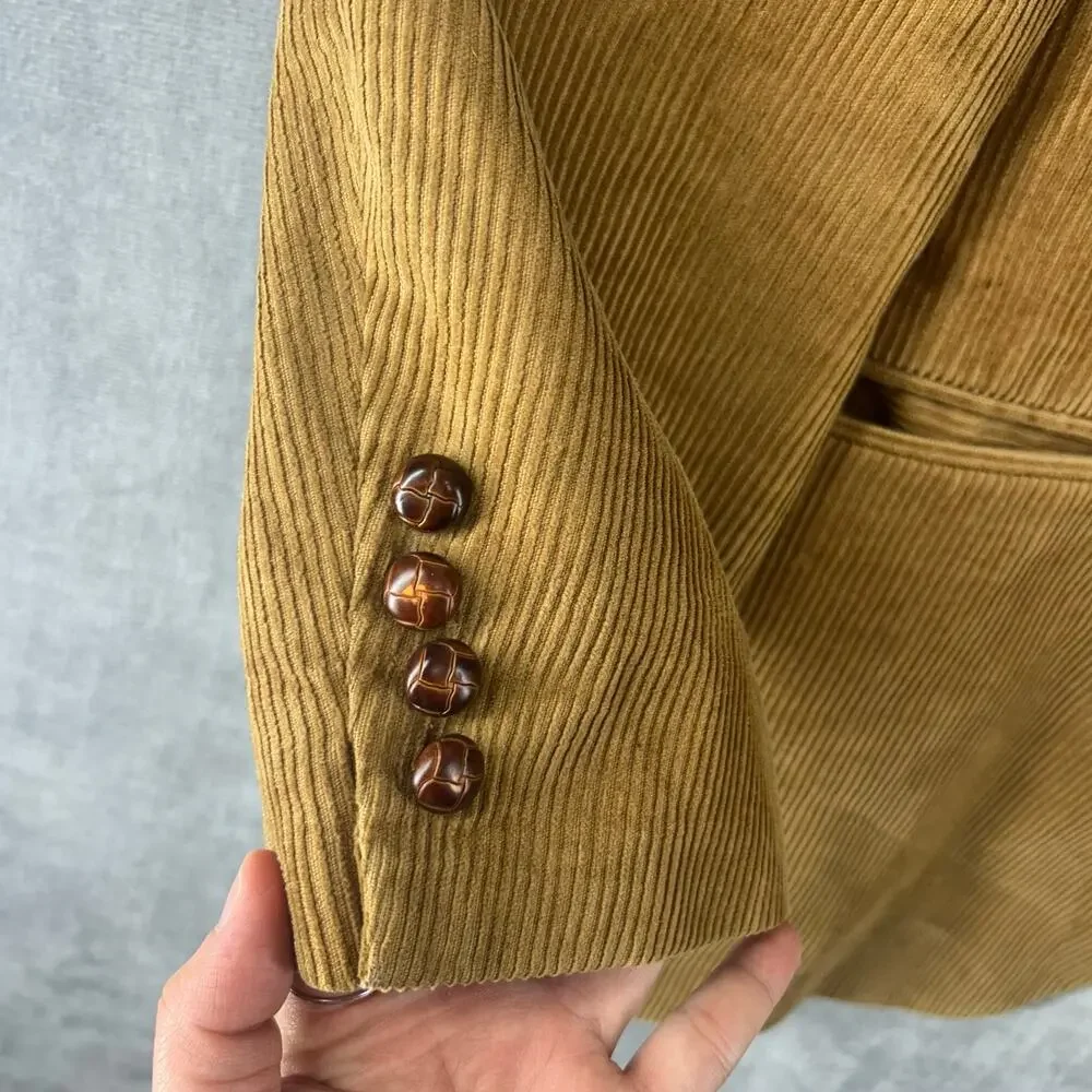Joe Namath Signature Collection Vintage 80s Tan Corduroy Blazer 48L
